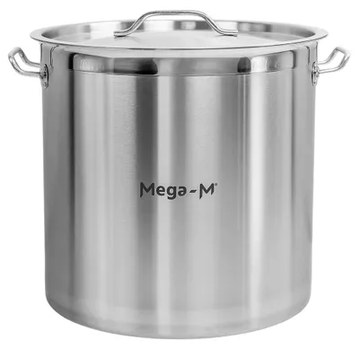 Zdjęcie produktu dla Garnek gastronomiczny wysoki ze stali nierdzewnej z pokrywką Mega-M PRO 36l 36x36 cm
