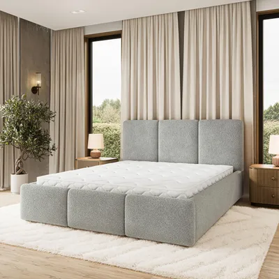 Produktbild von Masseno Polsterbett MORENA Q 140x200 cm, Polsterbett mit Bettkästen - Hellgrau, QUELLE 83