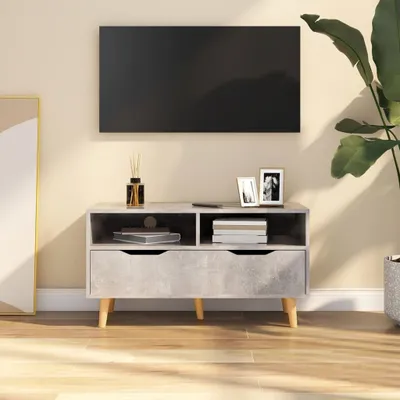Produktbild von TV-Schrank - TV-Lowboard - Betongrau 90x40x48,5 cm Holzwerkstoff - TV-Regal CC13162