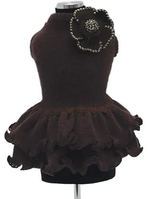 Productafbeelding van Wol Jurk met Bloem Broche en Kristallen