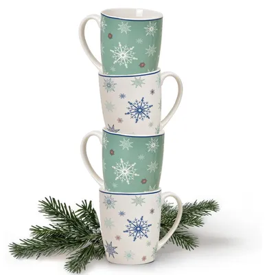 Produktbild von Weihnachtstassen 4er Set Schneeflocken Eissterne Kaffeetassen
