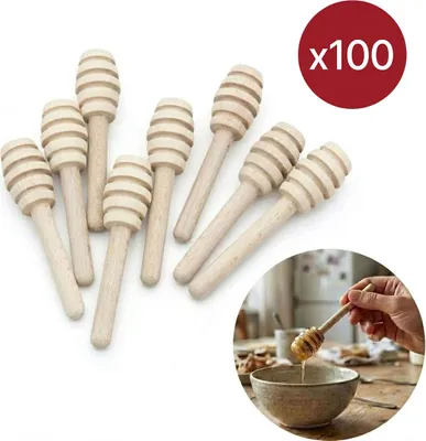 Zdjęcie produktu dla Drewniana łyżka do miodu 100 sztuk miodownik nabierak G10 cm