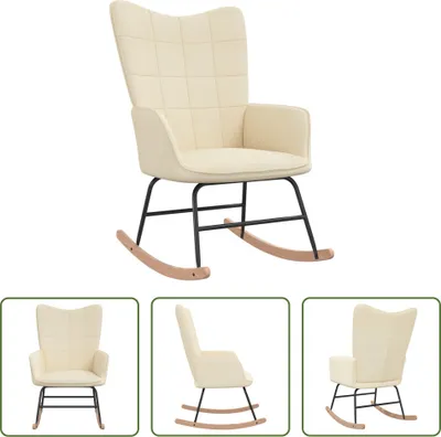 Image de The Living Store Chaise à bascule Crème Tissu