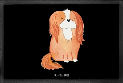 Produktbild von Mr. & Mrs. Panda Fussmatte Hund Cavalier King Charles Spaniel 60 x 90 cm - Schwarz - Geschenk, Eingangsmatte, Sprüche, Schmutzfangmatte, fußmatte, Spruch, Türmatte