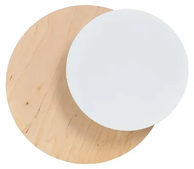 Zdjęcie produktu dla Lampa ścienna Circle ze stali w kolorze białym i drewna