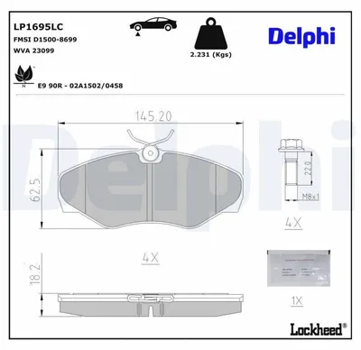 Image de Jeu de plaquettes de frein DELPHI avant pour OPEL Vivaro A fourgon (X83) LP1695LC
