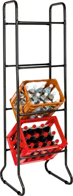 Produktbild von ONVAYA® Universal Kastenständer schwarz | 1 Stück | Getränkekistenregal mit 4 Etagen | Kastenregal | Platzsparendes Getränkeregal | Kastenhalterung |