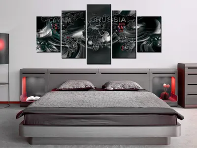 Produktbild von Akustikbild Weltkarte Rossia 200x100 cm Bilder Akustikschaum Hochleistungsschallabsorber Schallschutz Leinwand 5 tlg Wandbild Raumakustik Schalldämmung k-A-0041-b-p