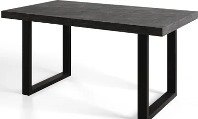 Obrázek produktu pro Alpi Moebel, obdélníkový jídelní stůl Loft-U, moderní stůl v industriálním stylu, 140 x 80 x 77 cm, tmavě šedý s černými kovovými nohami