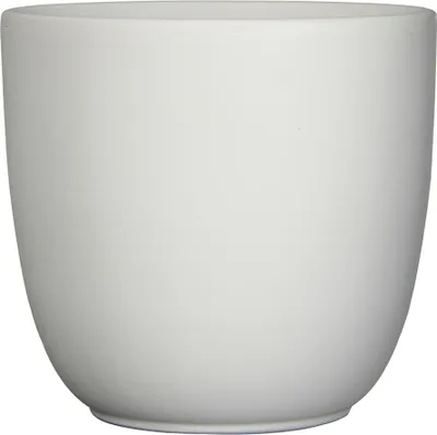 Produktbild von Blumenübertopf "Tusca" aus Keramik H 23 cm – Ø 25 cm Weiß-Matt -  Übertopf Keramik Blumentopf Pflanztopf