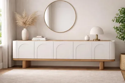 Image de Buffet blanc robuste – Buffet élégant pour le salon – Meuble de rangement