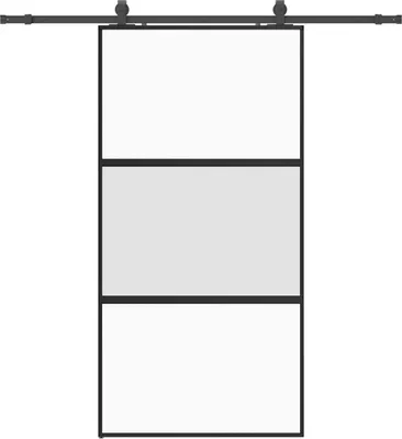 Image de vidaXL Porte coulissante avec ferrure noire 102,5x205 cm verre trempé