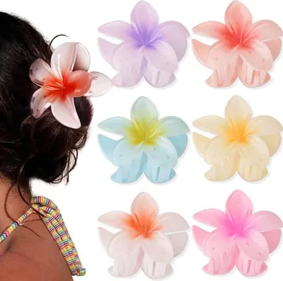 Produktbild von 6 Blumen Haarklammern für Frauen Mädchen, Acryl, rutschfest, groß, Haarstyling Zubehör
