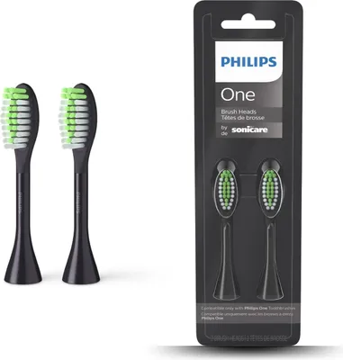 Produktbild von Philips One by Sonicare BH1022/06 Doppelpack Bürstenköpfe, 2 Stück(e), Schwarz, 3 Monat( e), Philips, One by Sonicare