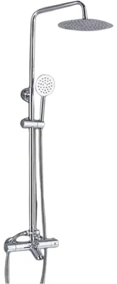 Obrázek produktu pro Sprchový systém s termostatem – dešťová sprcha s ruční sprchou – nástěnná montáž – leštěná mosazná směšovací baterie – konstantní teplota 40 °C – světle stříbrná