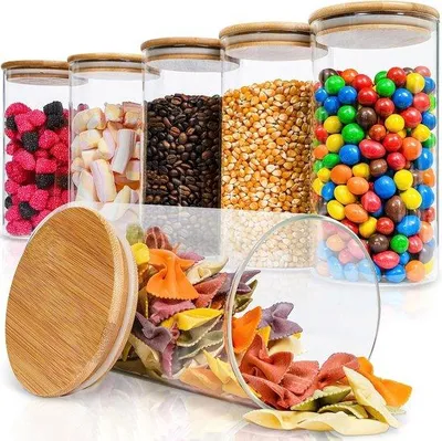 Immagine prodotto di Set di 6 contenitori ermetici Unyqoos® con coperchi ed etichette – contenitori in vetro ideali per la conservazione in cucina di cereali, cornflakes, zucchero e farina