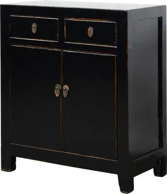 Image de Fine Asianliving Armoire chinoise ancienne noire brillante L77xP39xH90cm Armoire chinoise Armoire de mariage chinoise Meubles orientaux Asiatiques