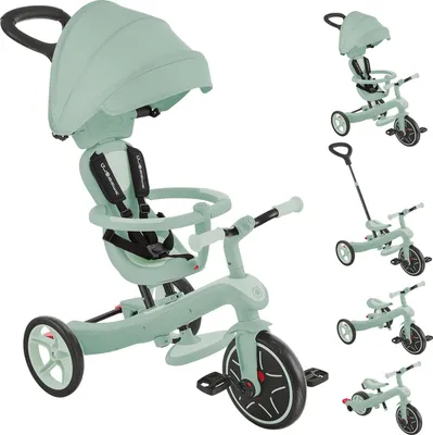 Image de GLOBBER EXPLORER TRIKE 4in1 ECO – Poussette, tricycle et vélo sans pédales, 10/8,5 pouces, siège TPR, réglable en hauteur, pistache