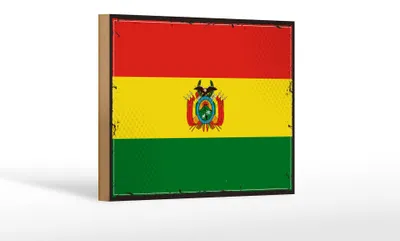 Produktbild von Holzschild Flagge Boliviens 18x12cm Retro Flag of Bolivia