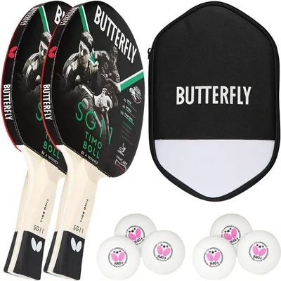 Produktbild von Butterfly 2x Timo Boll SG11 Tischtennisschläger + Tischtennishülle + 6x 40+ 3*** Tischtennisbälle | Tischtennisset Tischtennis Set TT Tabletennis
