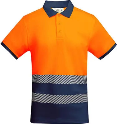 Produktbild von Roly Workwear HV9318 | Poloshirt Atrio Shortsleeve Poloshirt Herren - Farbe: Navy Blue 55/Fluor Orange 223 - Größe: S