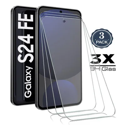 Produktbild von 3X Samsung Galaxy S24 FE - Panzerglas - Panzerfolie Schutzglasfolie Displayschutzglas Echt Glas Schutz Folie Display Glasfolie 9H 3 Stück