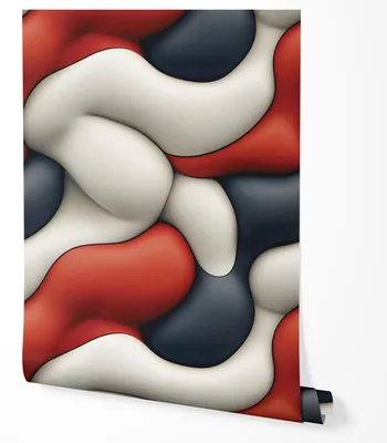 Produktbild von Selbstklebende Tapete Möbelfolie 3D Abstrakt Rot Blau Beige Modernes Design Organische Formen Stilvolle Tapete Küche Wohnzimmer Flur Schlafzimmer 5m x 0,5m