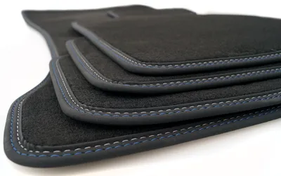 Immagine prodotto di Tappetini Premium per BMW Serie 5 E60 E61 tappetini in moquette di qualità originale con doppie cuciture - bianco / blu