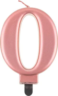 Zdjęcie produktu dla Świeczka cyferka 0, metalik Rose Gold, 8 cm