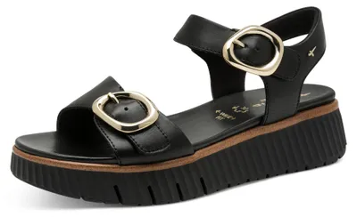 Produktbild von Tamaris Comfort Damen Sandale aus Leder mit Plateau und Schnallen 8-88721-44, Größe:41 EU, Farbe:Schwarz