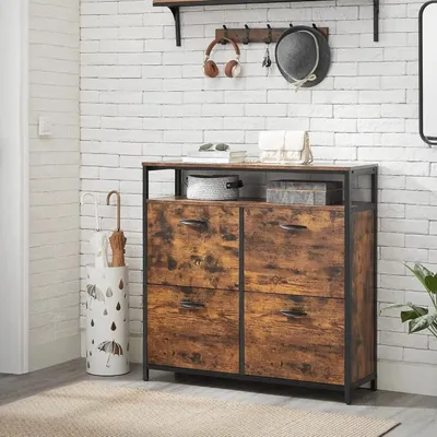 Obrázek produktu pro Skříň na boty - Botník - 4 dvířka - Pro 20 párů bot - Úsporný design - Otevřené přihrádky - Příslušenství