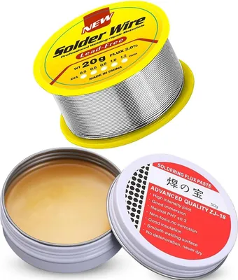 Produktbild von Lötzinn 0.8mm mit 50g Lötpaste, Lötzinn Bleifrei mit Kolophonium kern, Lötzinn mit Flussmittel 20g, Lötdraht für die Reparatur und den Heimwerker von Elektronischen Elektrischen Lötkomponenten 3stk
