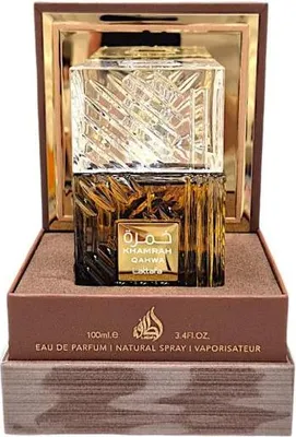 Produktbild von Lattafa Khamrah Eau de Parfum 100 ml – Khamrah, Qahwa & Dukhan | Süß-würzige Luxus-Düfte für Damen & Herren | Parfüm mit Heartforcards Versandschutz