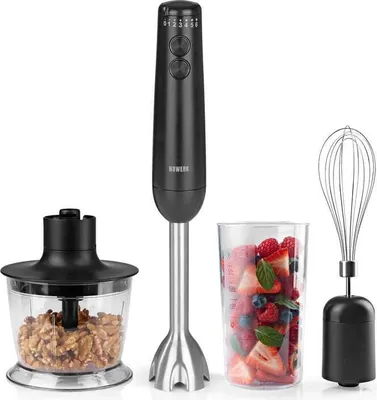 Produktbild von N8WERK Stabmixer Midnight Black Edition 3 Aufsätze Pürierstab 3-fach Edelstahlklingen Multizerkleinerer 500 ml-Behälter & Schneebesen Inkl.Messbecher