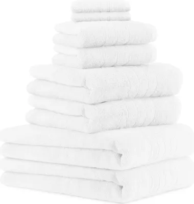 Produktbild von Betz 8-tlg. Handtuch-Set DELUXE  2 Badetücher 2 Duschtücher 2 Handtücher 2 Seiftücher 100% Baumwolle  Farbe: weiß