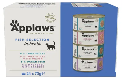 Productafbeelding van Applaws Natuurlijk natvoer voor katten, vismix in bouillon - 24 x 70 gram