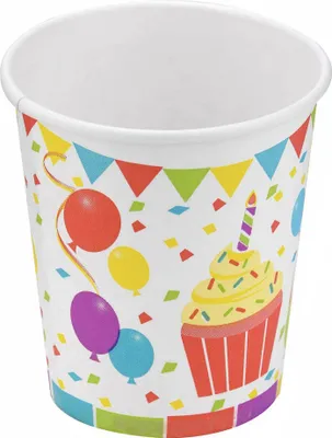Productafbeelding van 6 papbekers, verrassingsassortiment, 25 cl, ballonnen - universele maat
