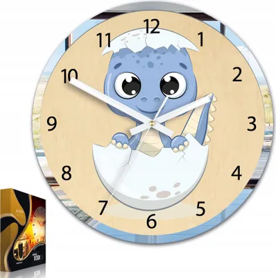 Produktbild von ModernClock, wanduhr, Silent Wanduhr, Wanduhr für Kinder, Dinosaurier 30cm