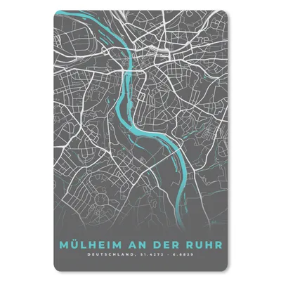 Produktbild von MuchoWow® Mauspad Mousepad Blau - Deutschland - Karte - Stadtplan - Mülheim an der Ruhr 40x60 cm - Mousepads - Maus Mat - Pad - Mausunterlage - Schreibtisch Accesoire