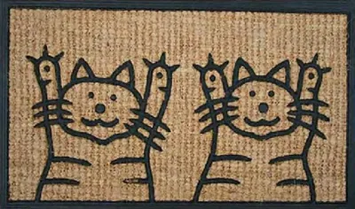 Image de 40 x 70 cm Paillasson Coco + caoutchouc 2 chats - pour l'extérieur et l'intérieur