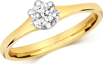 Produktbild von Funkelndes Feuer 18 Karat (750) Gold Solitär Verlobung Diamant Damenring Brillant-Schliff 0.25 Karat GH - SI2, 51 (16.2); TRS3219718KYRSL