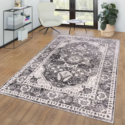 Produktbild von TT Home Wohnzimmer Teppich Kurzflor Marokkanisches Design Umrandung Mandala Used Look Größe 60x100 cm