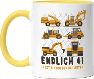Produktbild von Endlich 4 Karte 4. Geburtstag Geburtstagskind Kindergeburtstag Bagger Baustelle Baumeister