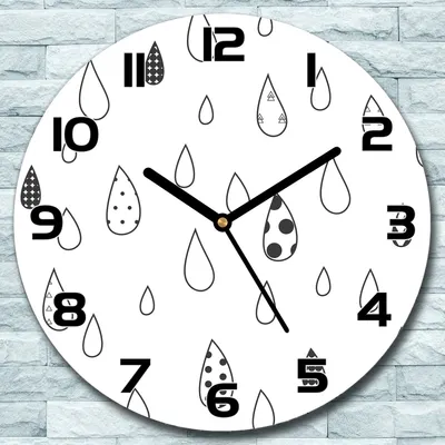 Produktbild von Wanduhr aus Glas Rund fi 30 Abstrakte Tropfen Quarz Deko Wohnzimmer Büro