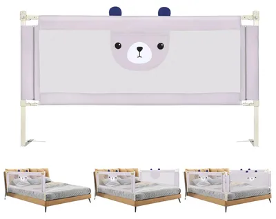 Immagine prodotto di 1 protezione per letto per bambini, barriera di sicurezza per bambini, regolabile in altezza, protezione anticaduta, motivo orsetto, dimensioni 175/200 cm x