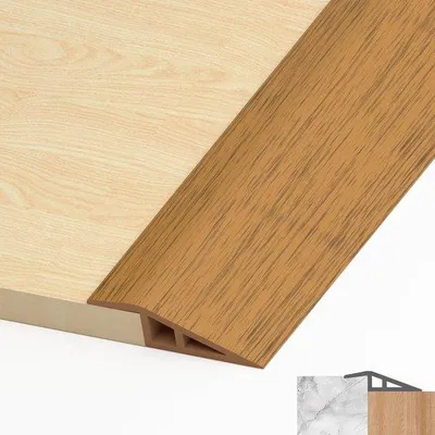 Produktbild von Selbstklebender PVC-Fußleistenübergang, Übergangsprofil für Parkett- und Lamellenfußböden, Selbstklebender Übergangsstrip für Fußbodenhöhenanpassung, geel eiken, PVC, 1 m