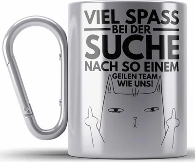 Produktbild von Trendation - Jobwechsel Edelstahl Tasse Karabiner Geschenk Neuer Job Abschied Abschiedsgeschenk Kollege Kollegin (Silber)