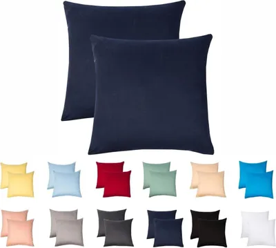 Produktbild von Jersey Kissenbezug 2er Set 65x65 cm 100% Baumwolle Dunkelblau