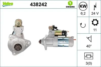 Obrázok produktu pre Štartér 24 V, 6,2 kW, 11 zubov, VALEO, napr. pre MERCEDES-BENZ ACTROS