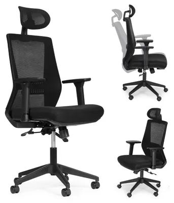 Obrázek produktu pro Ergonomická otočná kancelářská židle s nastavitelnou výškou černá ModernHome